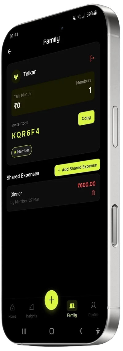 myhishob family expense tracking screen
